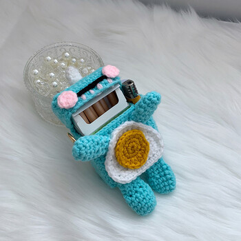 烟盒软硬盒毛线套手工编织diy材料包钩针自制手织怪兽收纳包 小恐龙