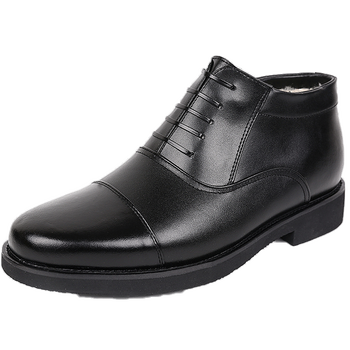 三接头皮鞋男士正装皮鞋ab加绒皮鞋羊毛三尖头保安办公室皮鞋 羊毛不