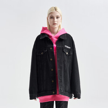 vetements2023春季新款牛仔外套中性风宽松百搭潮 黑色