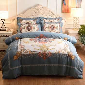 美罗家纺四件套全棉纯棉春秋床上用品简约床单被套1.