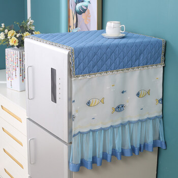 简约现代家用冰箱罩子柜顶盖布网红单开门双开门冰箱套防尘罩轻奢 桃