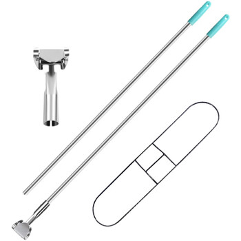 hqc尘推杆不锈钢拖把杆子尘推夹子头尘推架排拖布支架平板拖把配件