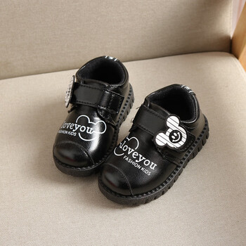 【春尚新】儿童黑色皮鞋卡通1-3-6岁男童5宝宝4大二棉鞋软底女童男孩