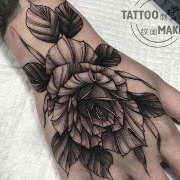 玫瑰花手背写实暗纹身贴 欧美风防水女男潮仿 果汁款 手背玫瑰b款5张