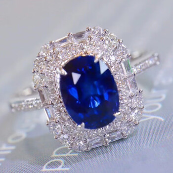 皇家矿工蓝宝石戒指珠宝首饰彩宝手饰18k金镶钻金重32克主石178ct