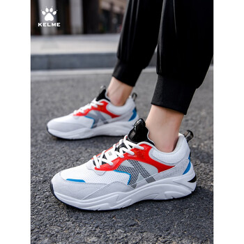 卡尔美kelme休闲运动鞋男女同款秋冬复古撞色拼接老爹鞋情侣白红41