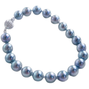 瑞奥舒珍珠手链女银灰蓝日本进口akoya海水珠手串正圆极光无暇女