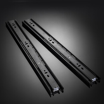 缓冲静音导轨五金配件黑色滑轨滑轮抽屉轨道橱柜带 阻尼缓冲 滑道轨道