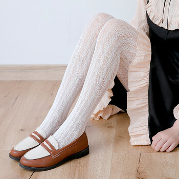 连裤袜丝袜女春秋lolita袜子蕾丝白色可爱日系打底美腿袜竖条白色均码