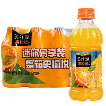 可口可乐coca-cola美汁源果粒橙300ml/24瓶橙汁饮料迷你装汽水整箱