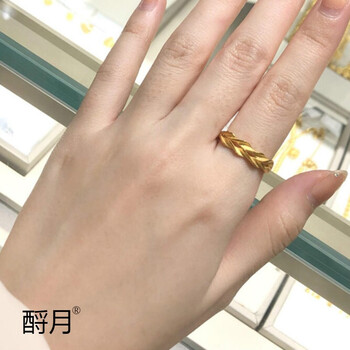 老凤凰999足金麦穗戒指黄金女指环足金食指戒活口穗穗平安戒子结婚