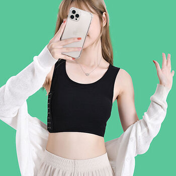 大胸显小束胸衣裹胸les帅t超平隐形透气学生运动健身防震内衣女加强版