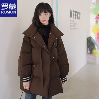 女装>棉服>罗蒙(romon)>罗蒙(romon)2023年新款冬季棉服韩版宽松棉衣