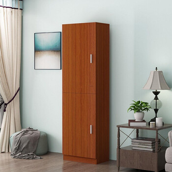 衣柜简约现代小户型单人衣柜宿舍多功能储物柜办公室更衣柜单门柚木色