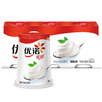 优诺(yoplait) 优丝原味酸奶风味发酵乳135gx3 低温酸牛奶生鲜
