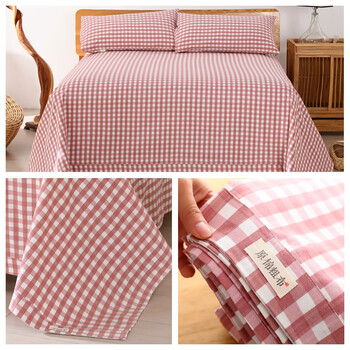 missliang老粗布床单单件纯棉加厚棉麻亚麻学生宿舍粉红色cm单床单