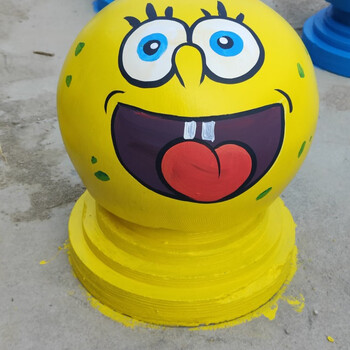 路障彩绘石球 学校公园广场停车场户外彩绘涂鸦花岗岩挡车石球路障石