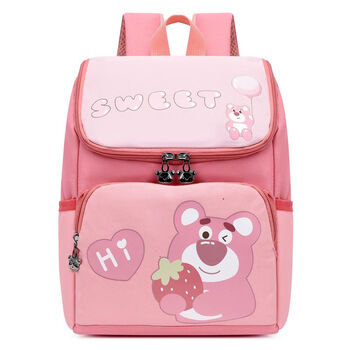 儿童幼儿园草莓熊护脊超轻小太空包春游背包小学生双肩包粉色草莓熊