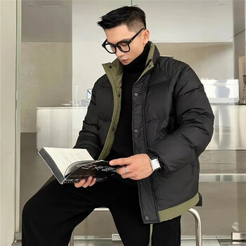 vzvp官方男冬季短款立领羽绒服新款拼色面包服时尚保暖加厚外套鸟太平