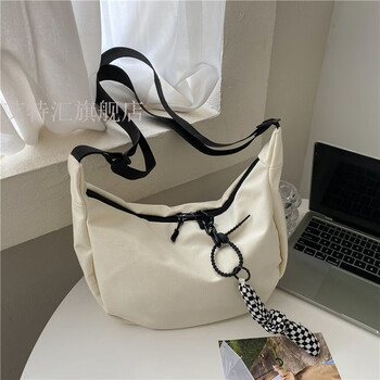 饺子包休闲百搭饺子包包女2022新款潮时尚百搭斜挎帆布包大容量上课