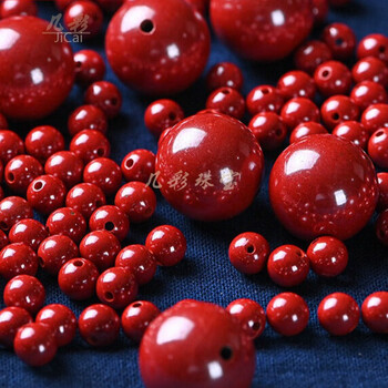 jicai朱砂珠子散珠饰品配件辰砂高含量原矿砂单颗圆珠配珠 原矿朱砂