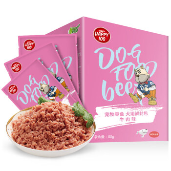 顽皮狗罐头 鲜封包960g(80g*12袋) 牛肉味 成幼犬狗狗宠物零食湿粮 Happy100系列