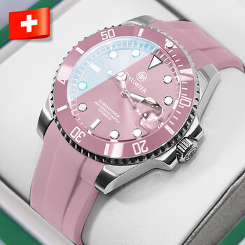 丹玛daumier瑞士手表绿水鬼男士镂空背透全自动机械表绿蓝水鬼夜光