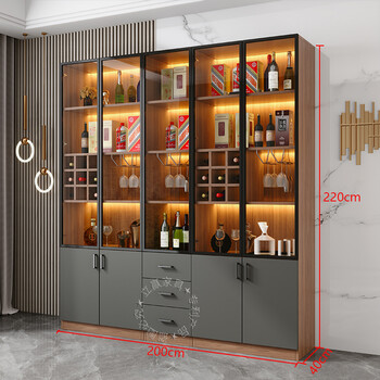 红酒架置物架 酒柜展示柜 洒柜  现代简约玻璃酒柜家用落地双门酒柜餐