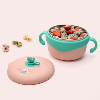 柚芽儿童餐具宝宝注水保温碗三层防烫婴儿多功能辅食碗三层注水保温