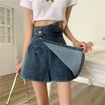 服饰内衣>女装>牛仔裤>再凡漾>再凡漾小个子超高腰牛仔短裙裤女夏季防