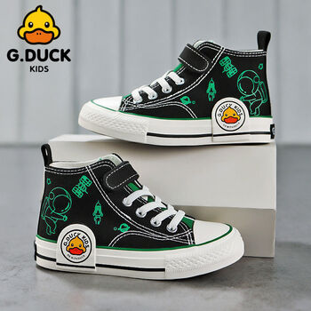 小黄鸭g61duckkids男童高帮板鞋2022春秋新款网面透气中大童休闲鞋