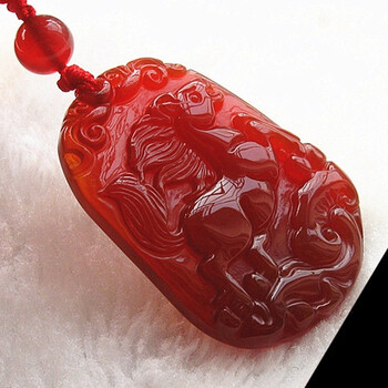 fakman2021年货礼品红玛瑙吊坠十二生肖本命年转运红玉项坠男女项链