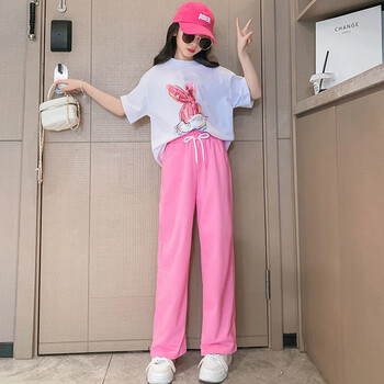 涂鸦兔子t恤 粉色裤子 120建议身高110-120cm