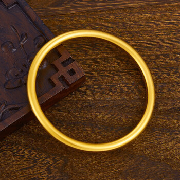 天上人间古法黄金手镯女素圈9999足金实心磨砂结婚金镯子送老婆送妈妈