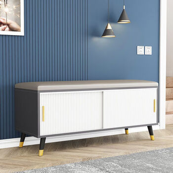 墨绩换鞋凳门口可坐入户门家用推拉门鞋柜软包坐垫多功能收纳柜走廊