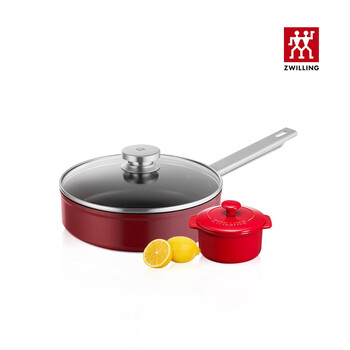 双立人zwillingjoyc24cm煎炒锅陶瓷盅红色66489240982a