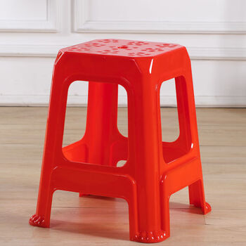 凳子客厅成人塑料椅子圆凳高板凳换鞋胶方凳加厚红色梅花方凳47cm1个
