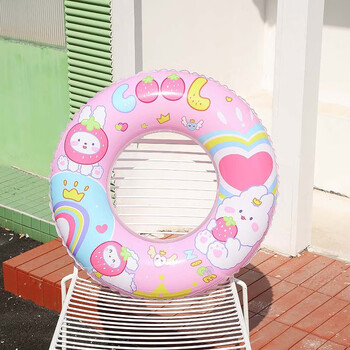 梵科赛粉色兔子游泳圈可爱宝宝加厚腋下圈水上浮圈成人儿童泳圈 粉色