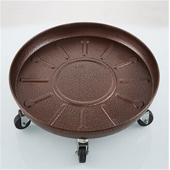 金属铁移动花盆托盘圆形万向轮加厚盆栽花架托盘带轮花盆底座滚轮