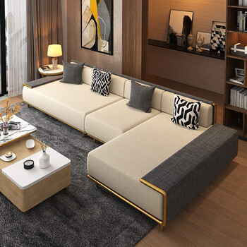 位可拆洗沙发简约现代客厅家具bq501米黄色深灰三人位左贵妃约288米