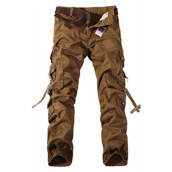 的裤子男多口袋拉链休闲裤裤修身直筒多兜裤多袋裤旅飘带工装裤男长裤