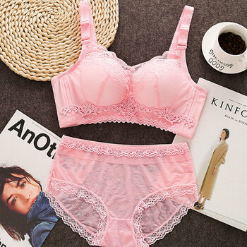 内衣女加厚聚拢提胸性感胸罩调整型收副乳薄无钢圈文胸套装单件粉色