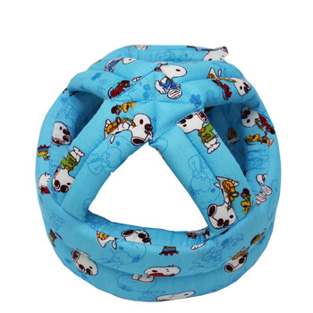 宝宝防撞帽婴儿学步防摔帽儿童安全帽四季款大小可调节蓝色史努比帽围