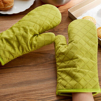 加厚隔热手套 耐高温防烫微波炉手套 厨房烘焙烤箱专用手套单只 绿色