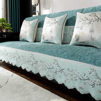 茗芮居新中式沙发套垫1 2 3实木沙发高档座垫坐垫轻奢沙发套罩四季