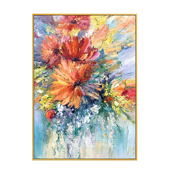 油画玄关梵高向日葵壁画现代竖版抽象花卉轻奢挂画客厅装饰画a款6080