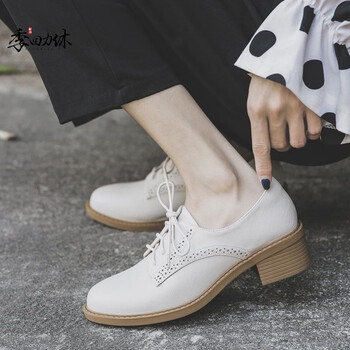 季回力休英伦风小皮鞋女2023新款时尚韩版百搭学生粗跟洛丽塔日系jk单
