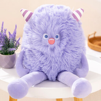 毛绒玩具公仔长毛玩偶睡觉抱枕炸毛布娃娃搞怪生日礼物 紫色长毛怪兽