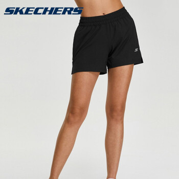 Skechers斯凯奇短裤女夏季新款女子弹性梭织五分裤瑜伽跑步运动裤 碳黑 XXL
