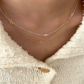 雅卡蕾eevcalve银细链条猪鼻子项链女锁骨链可叠戴简约in小红书同款